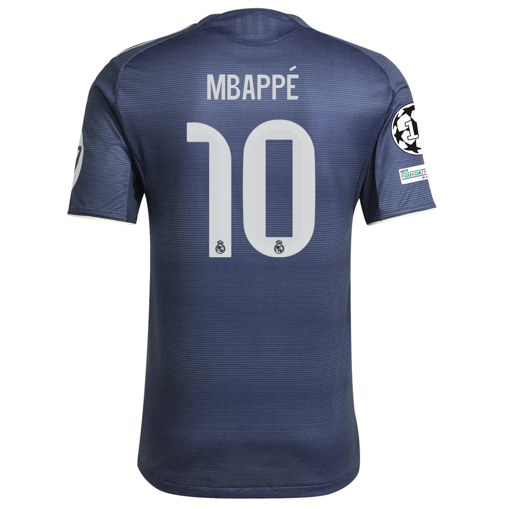 Kylian Mbappe Real Madrid Authentic Away Jersey 25/26 w/ Champions League Patches (Legend Ink)