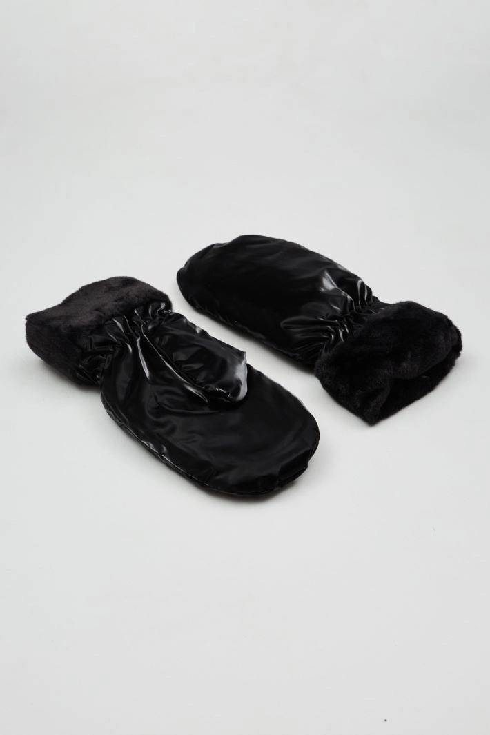 Technical satin mittens - BLACK