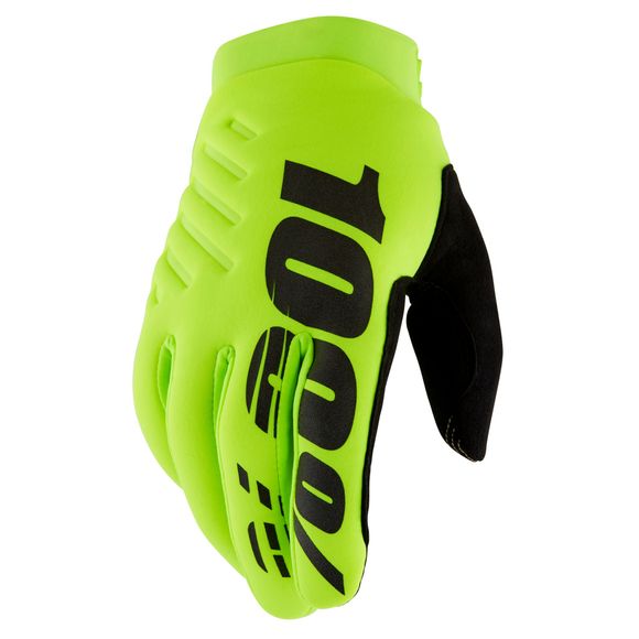 Gants cross 100% BRISKER JAUNE FLUO 2025 - JauneRef : CE1304