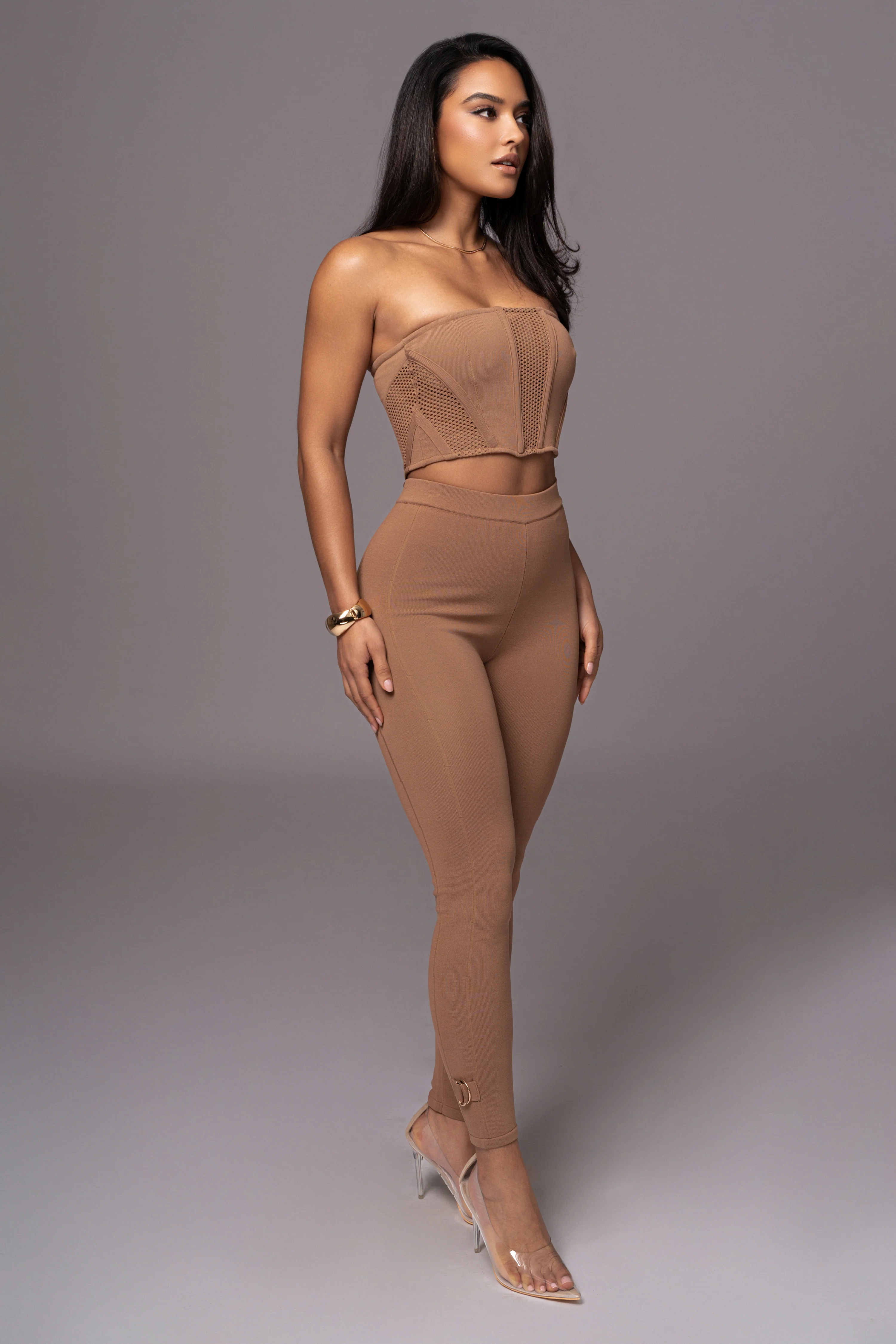 Pecan Freda Knit Bustier