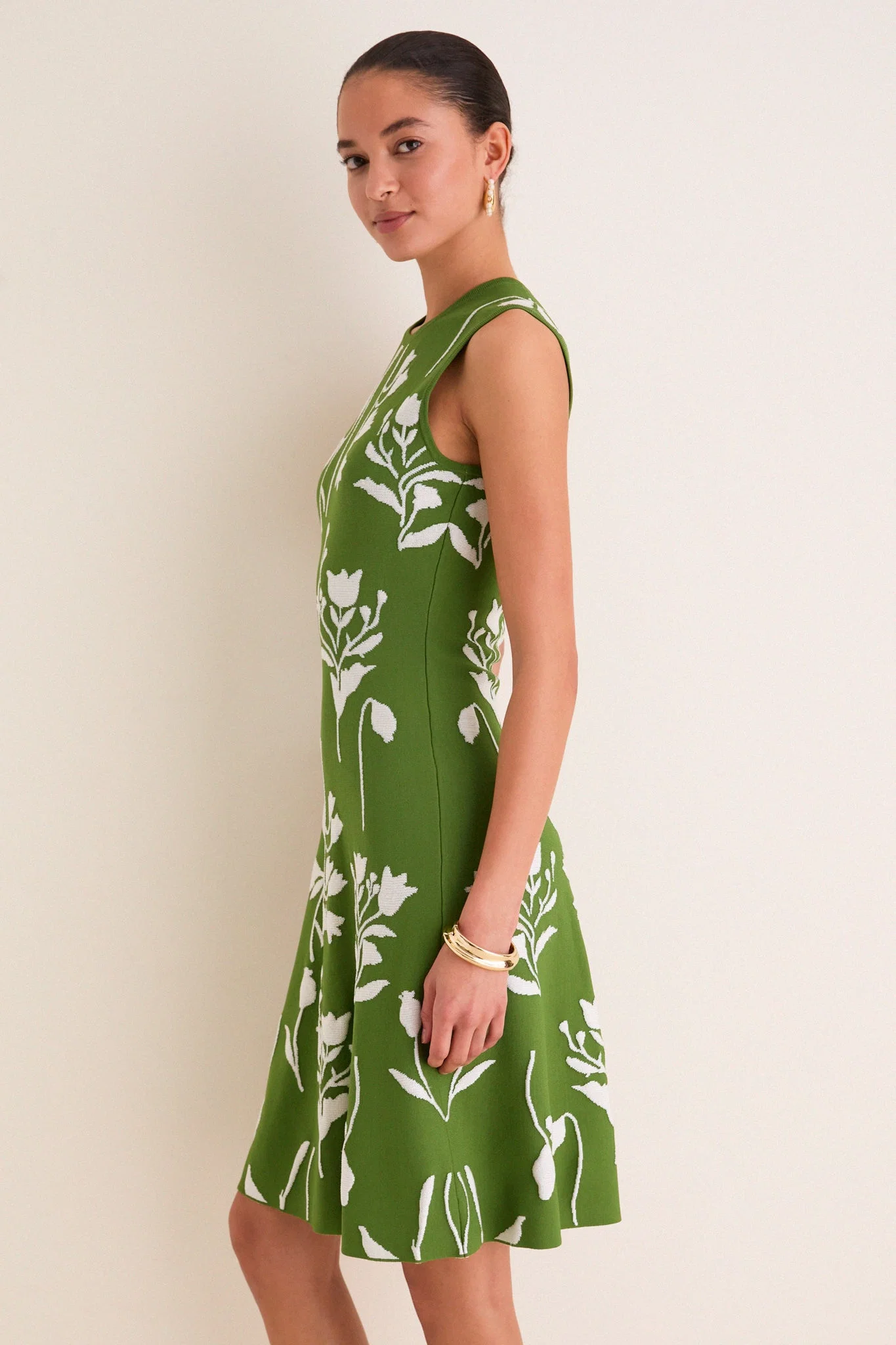 Cactus and Cream Jacquard Mini Dress