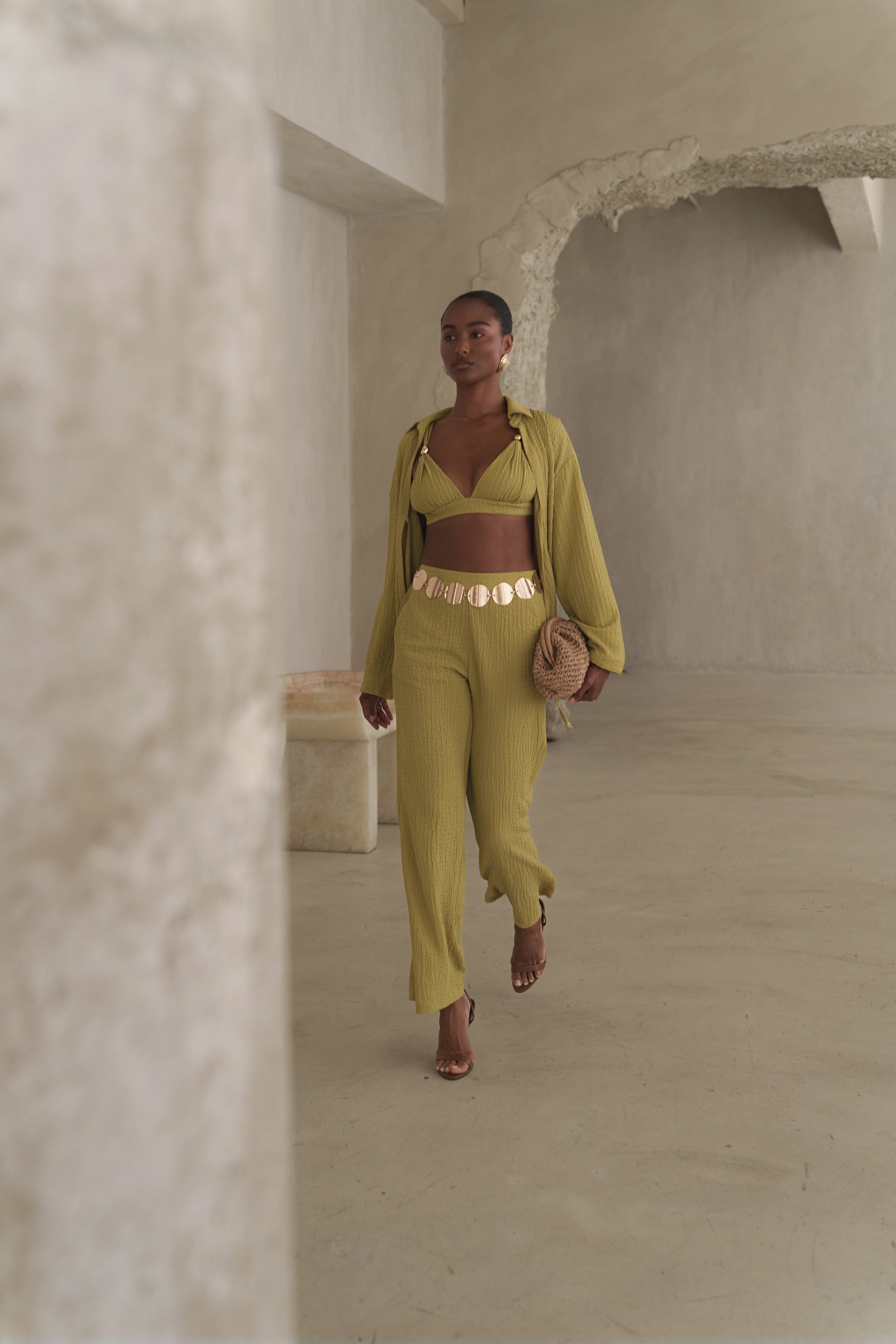 Lime Dockside Crepe Knit Bralette