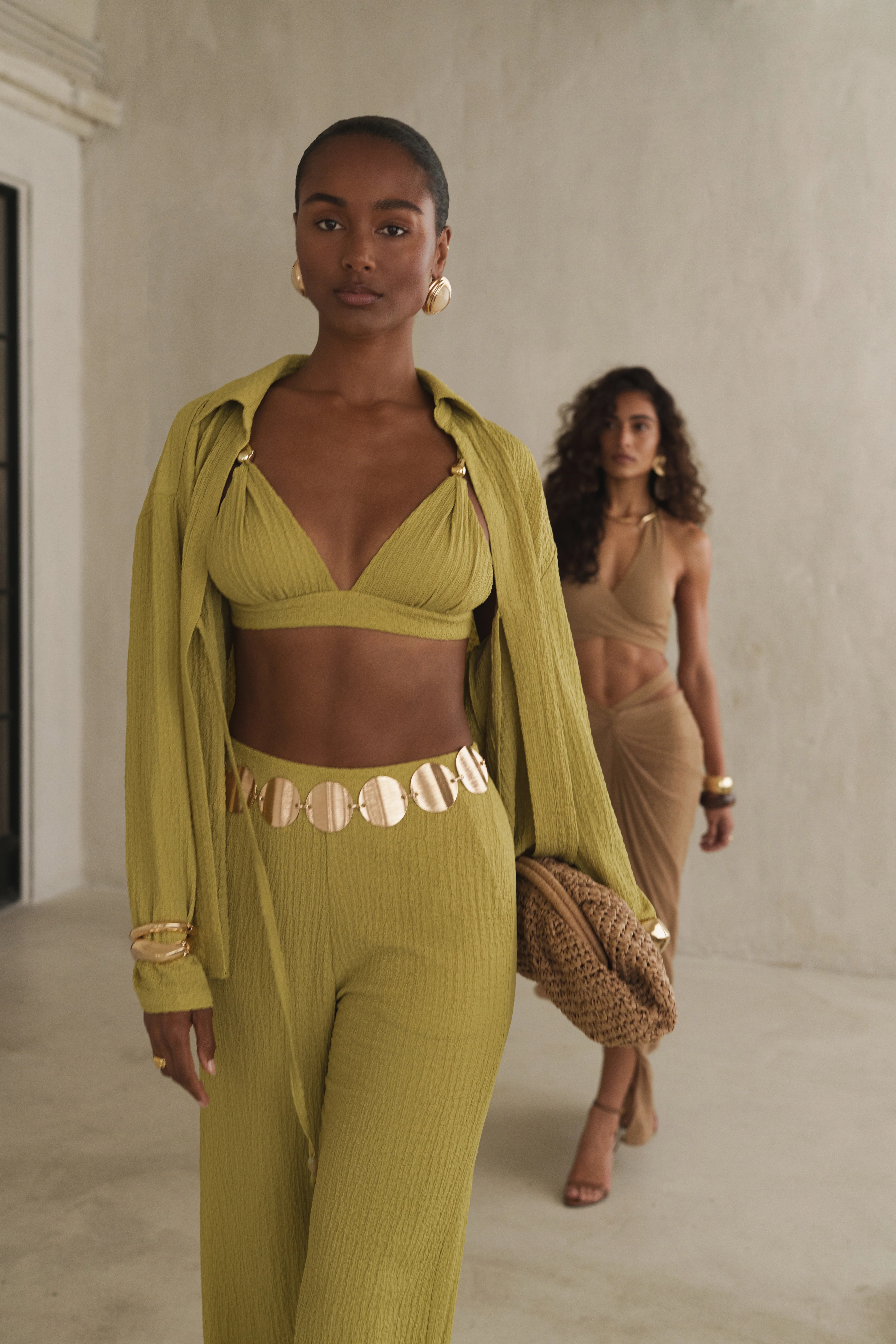 Lime Unwind Tie-Front Blouse
