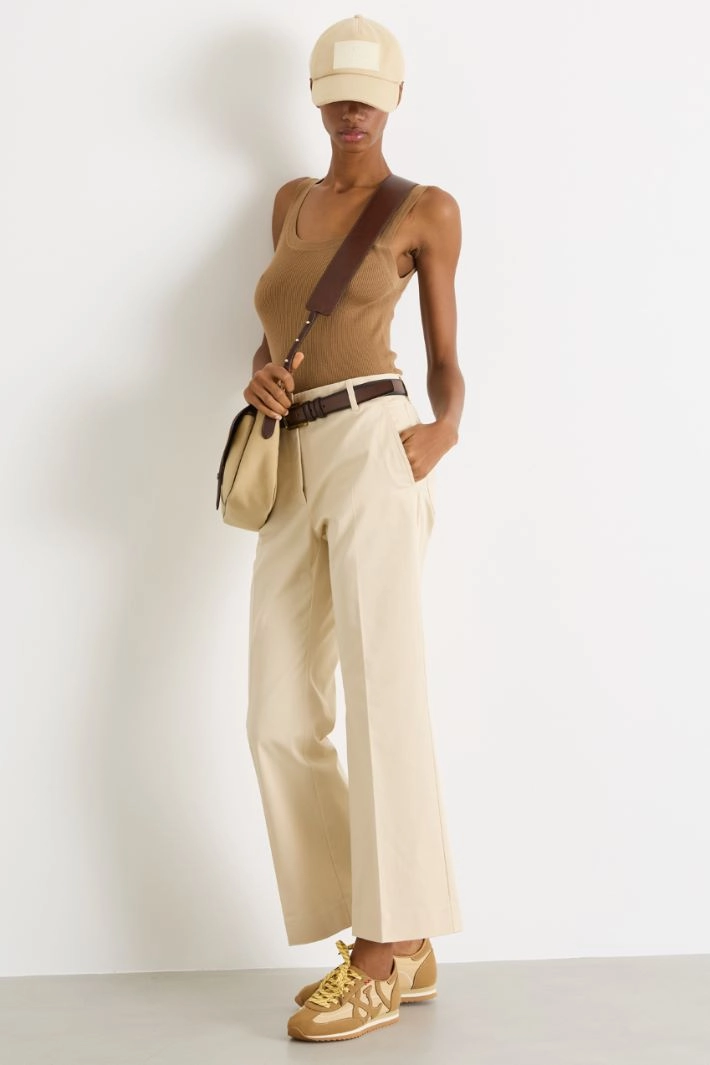 Stretch gabardine trousers - BEIGE