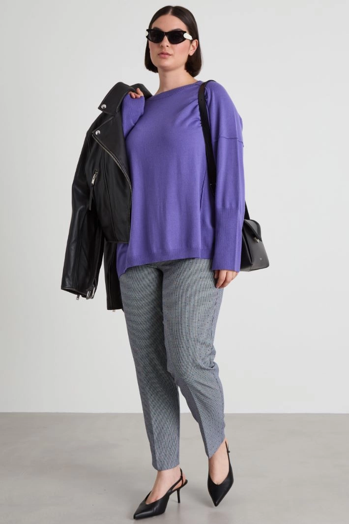 Yarn-dyed fabric trousers - BLUE