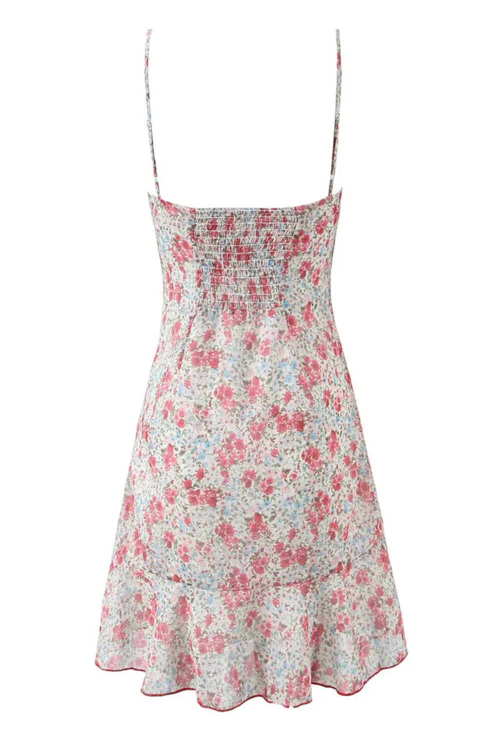 Pink Floral Spaghetti Strap Bow Long Dress