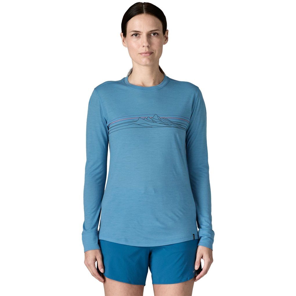 Patagonia Capilene Cool Merino Graphic Longsleeve Shirt Women - Strata Stripe: Shore Blue