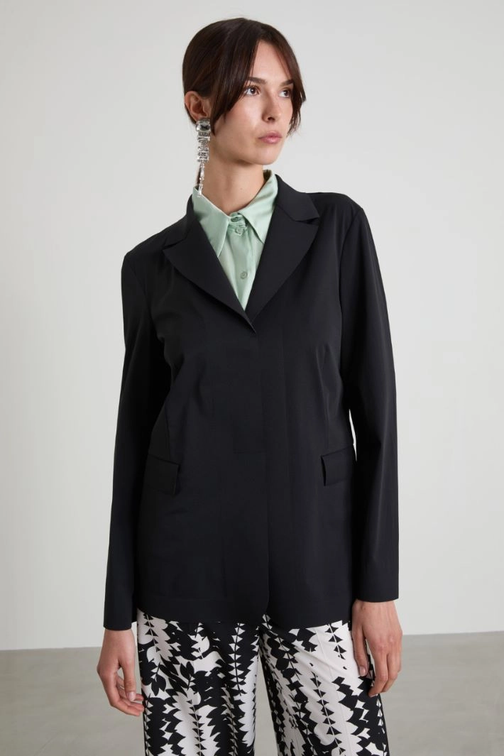 Technical jersey blazer - BLACK