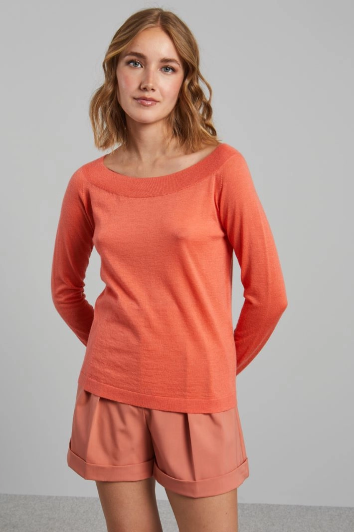 Boat neck sweater - CORAL