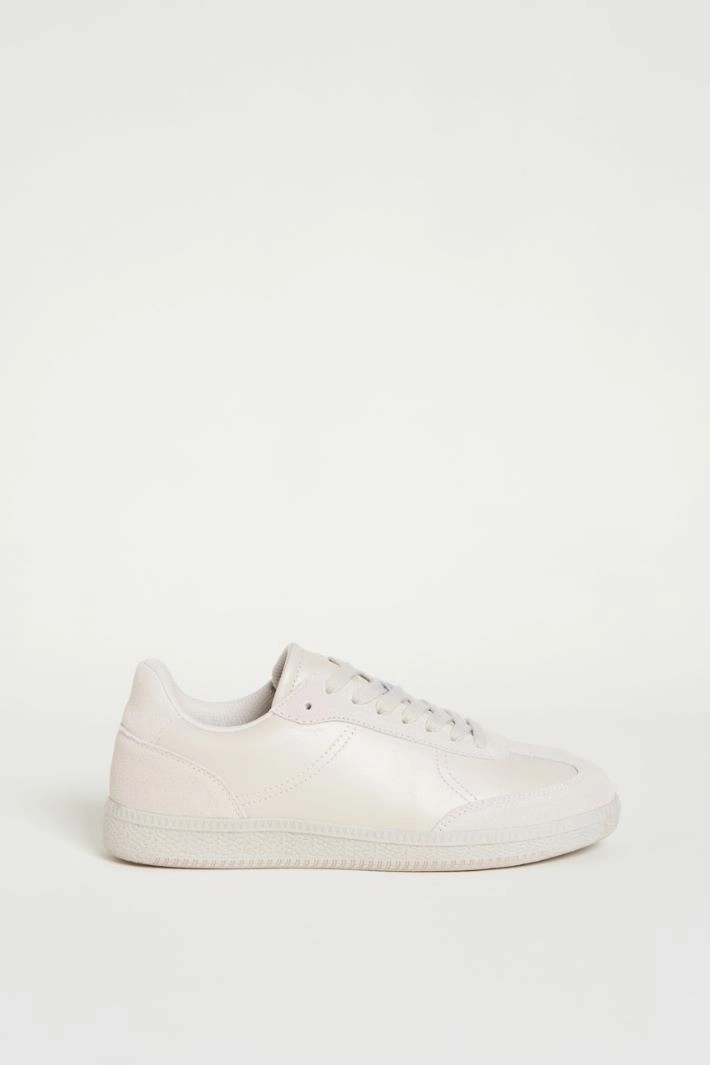 Leather trainers - WHITE GREY