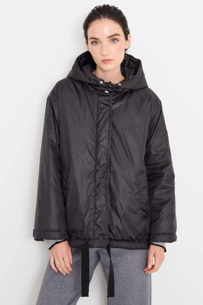 Flared padded rain jacket - BLACK