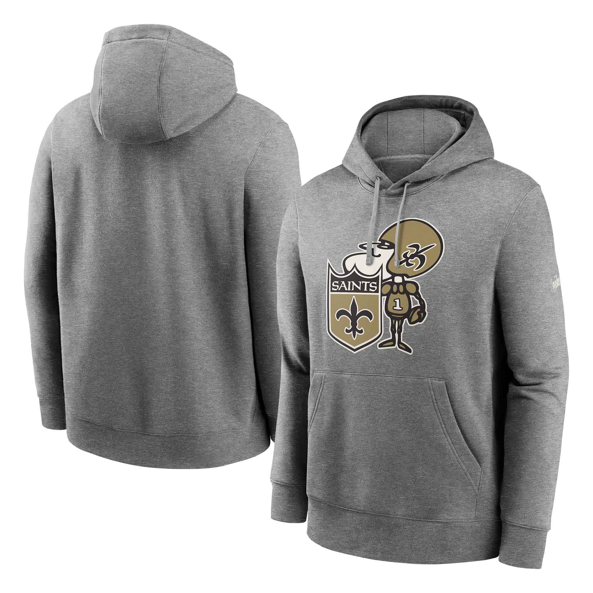 New Orleans Saints Rewind Throwback Fleece NFL Hoodie Grey