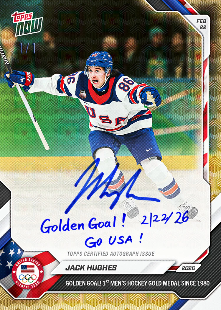 Jack Hughes - 2026 Olympics Topps NOW® - Card 18 PR: 332,447