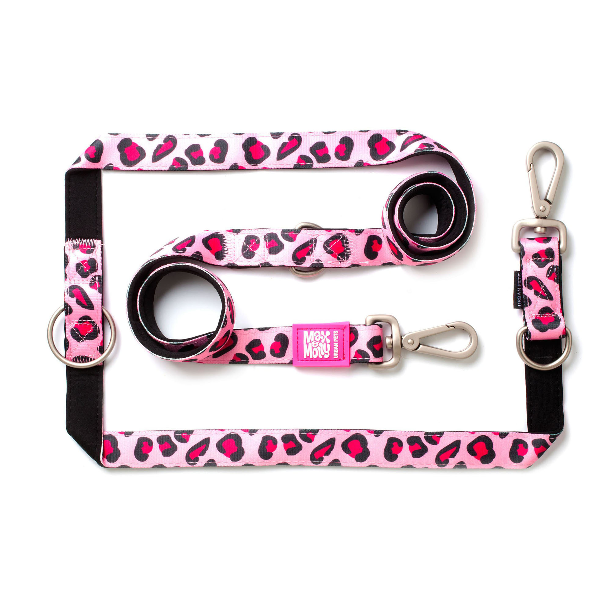 Max & Molly Multi-Function Dog Leash - Leopard Pink - XS