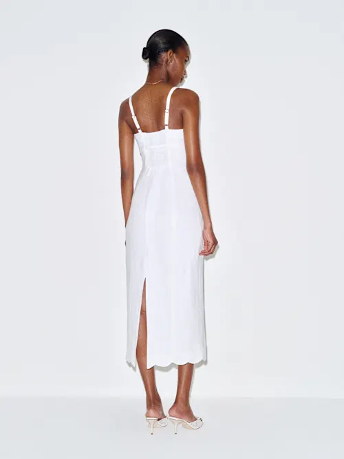 Sara Linen Dress In White