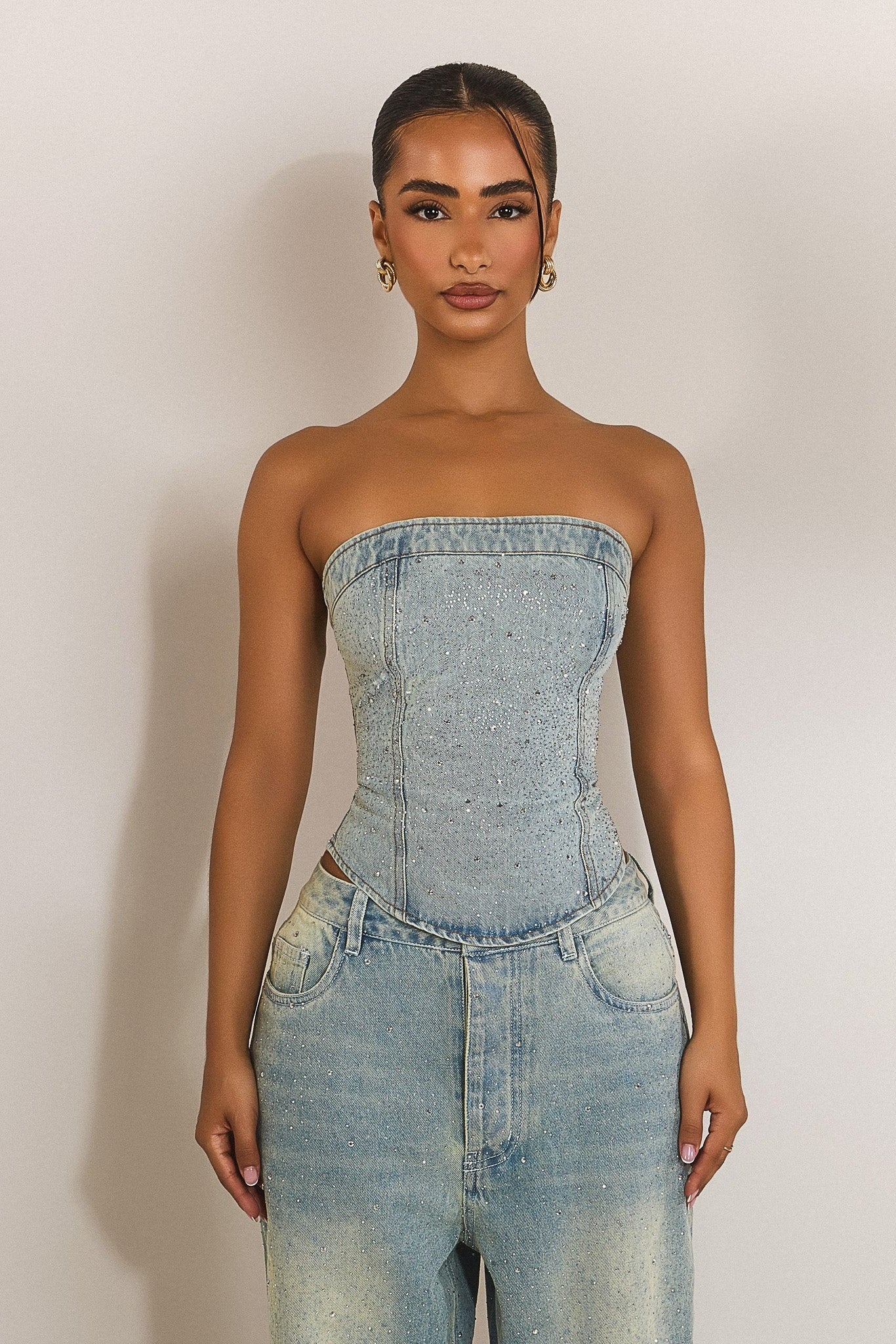 The Kai Rhinestone Corset in Blue