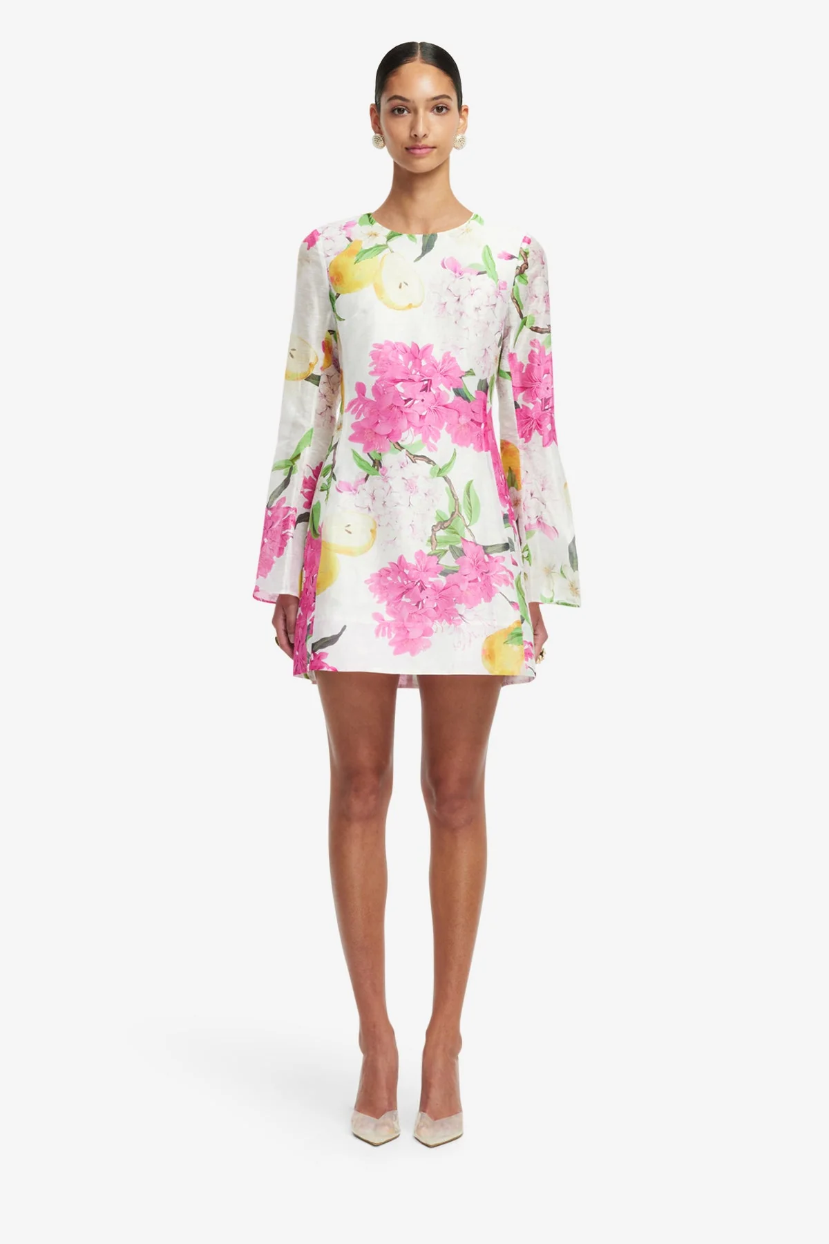 Suzanne Bell Sleeve Mini Dress - Floral Pear Print