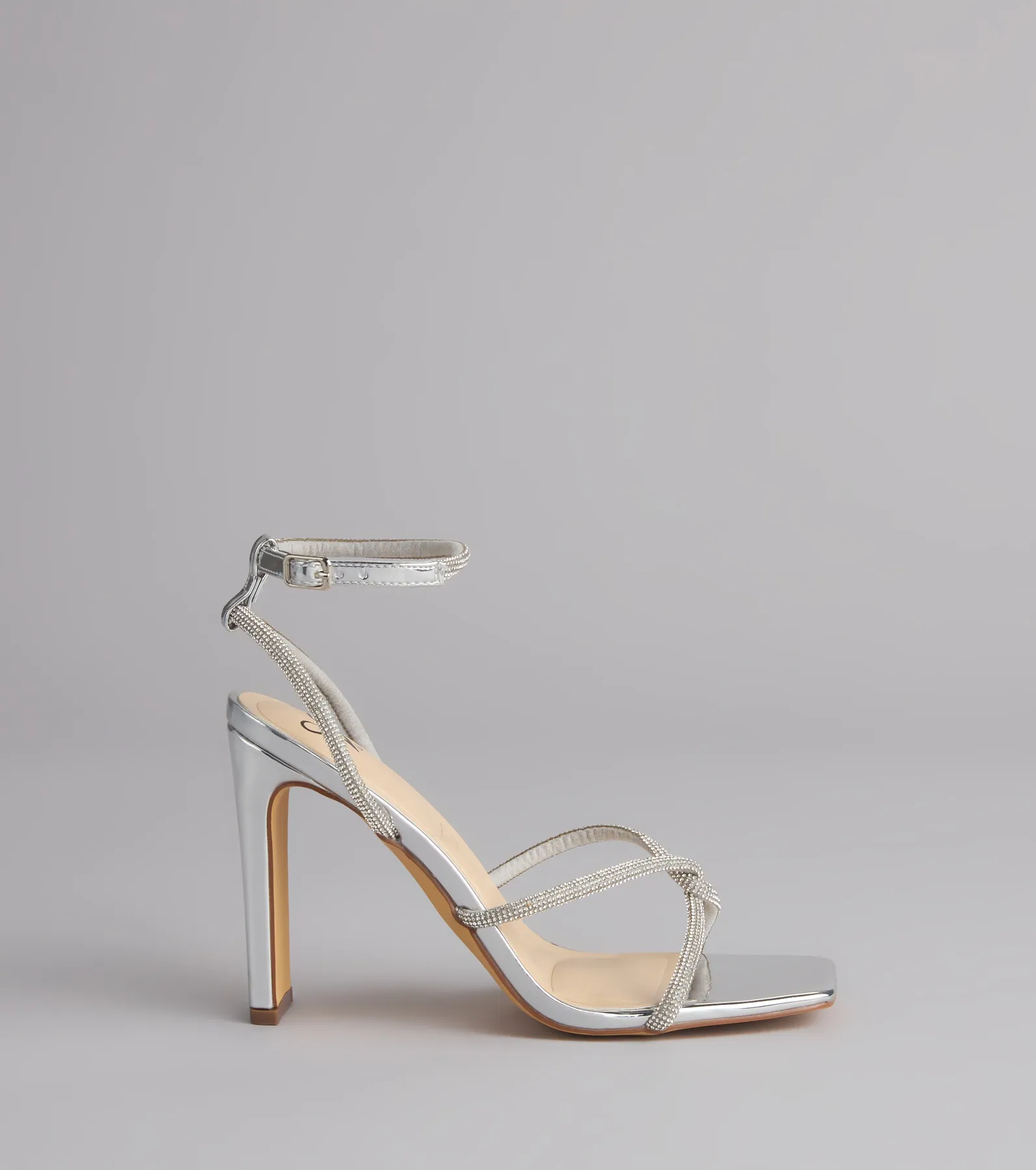 VIP Only Rhinestone Metallic Block Heels