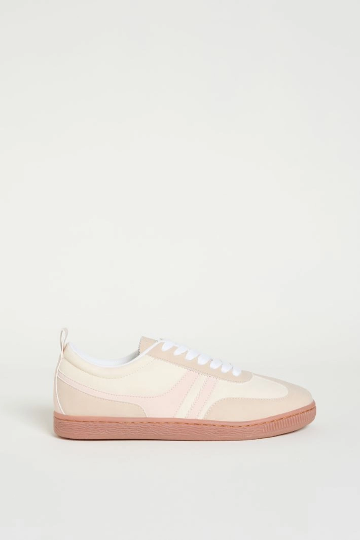 Colour-block jersey trainers - BEIGE