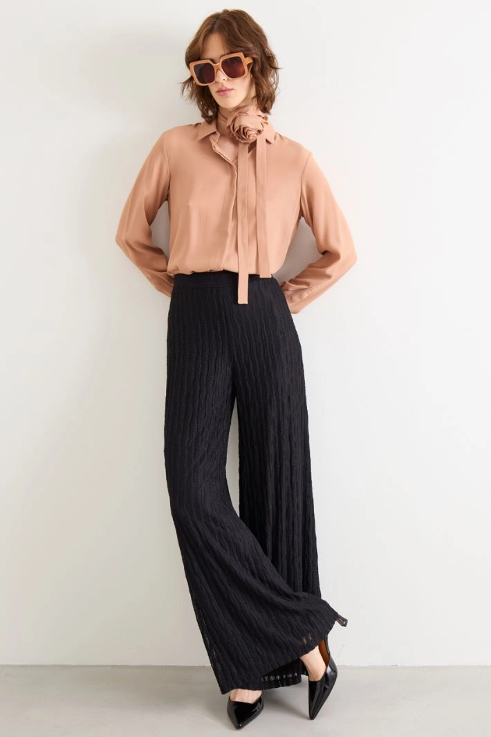 Lace jersey trousers - BLACK