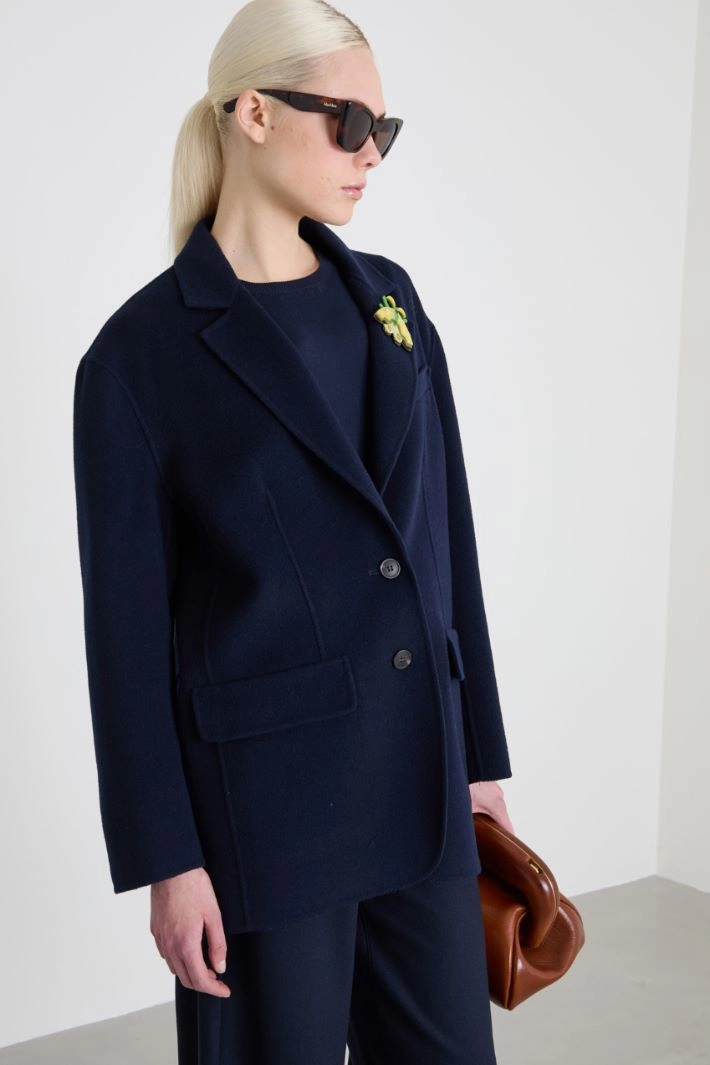 Single-breasted wool jacket - NIGHT BLUE