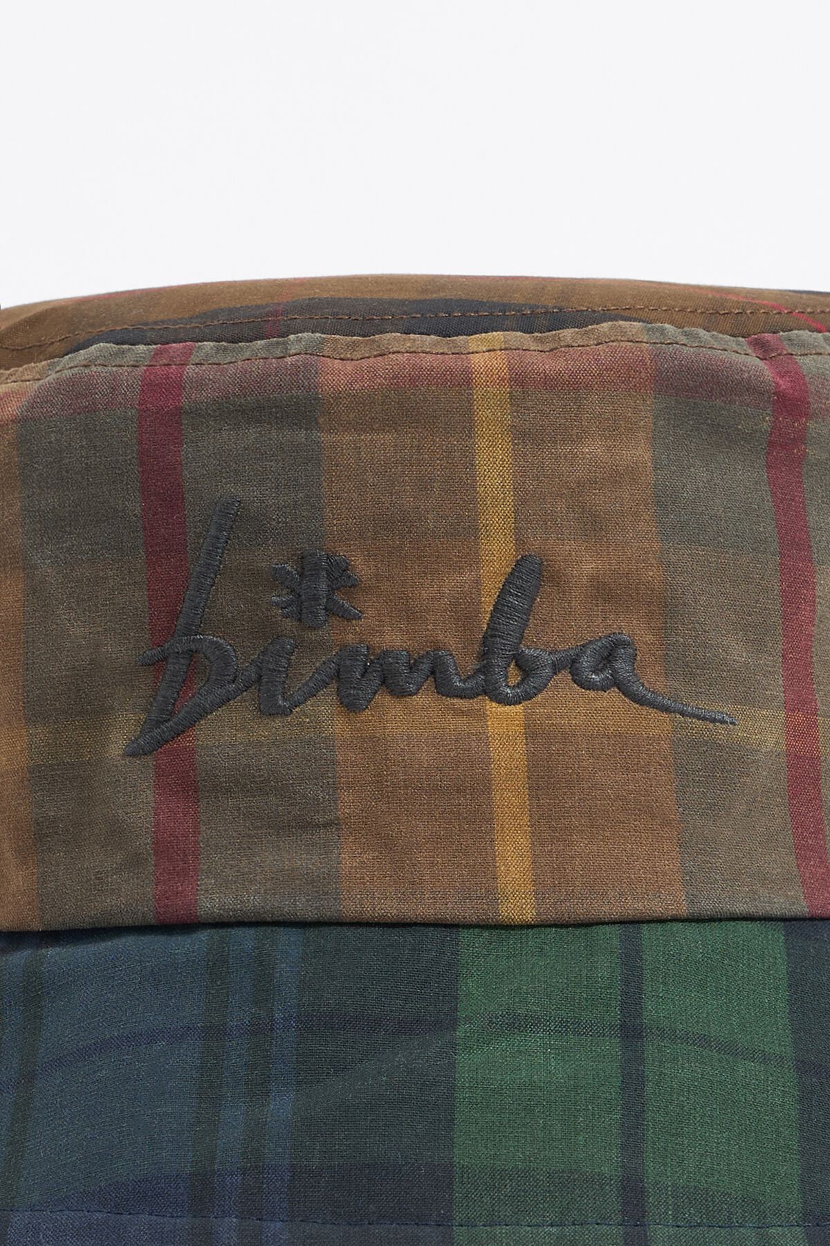 Blue checked cotton bucket hat