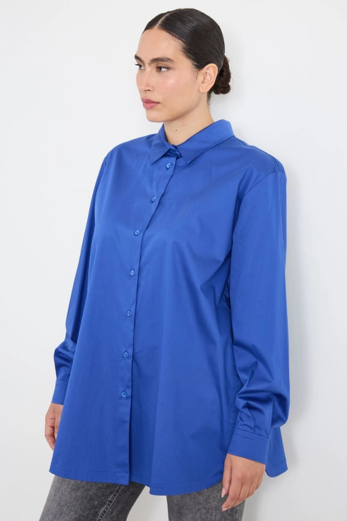 Cotton satin shirt - NIGHT BLUE