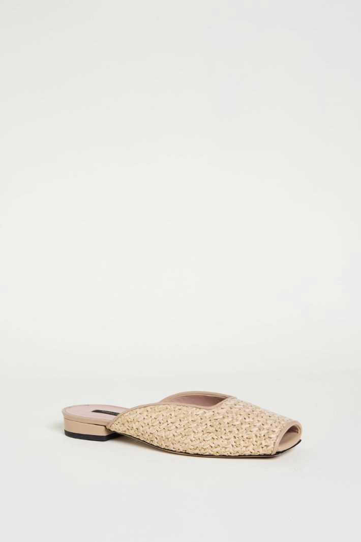 Straw open-toe sandals - BEIGE