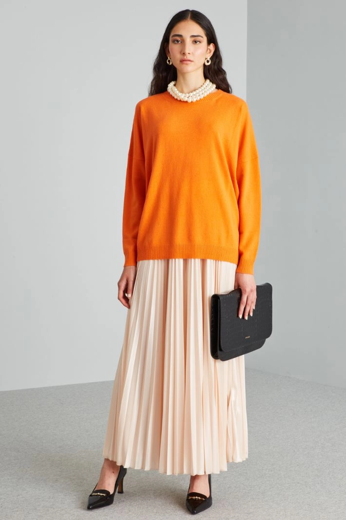 Wool and cashmere sweater - ORANGE