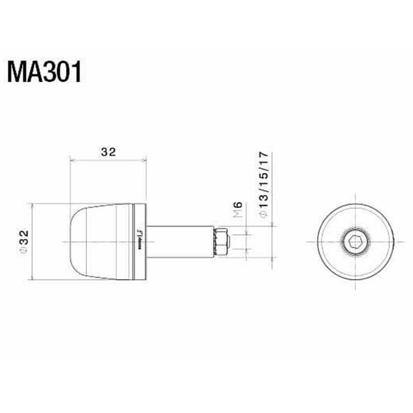 Rizoma handlebar ends opposite mirror Universal - BlackRef: Rz0124 / Ma301B