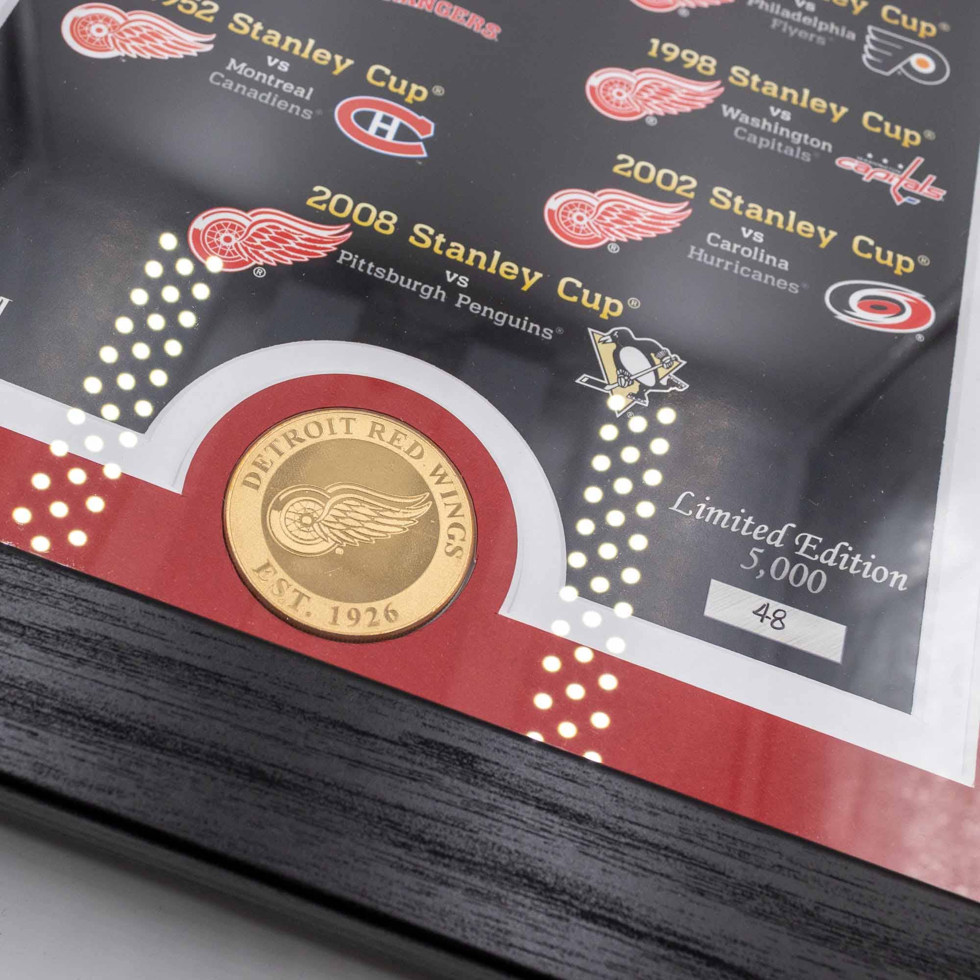 Detroit Red Wings Stanley Cup Legacy Bronze Coin Framed NHL Photo