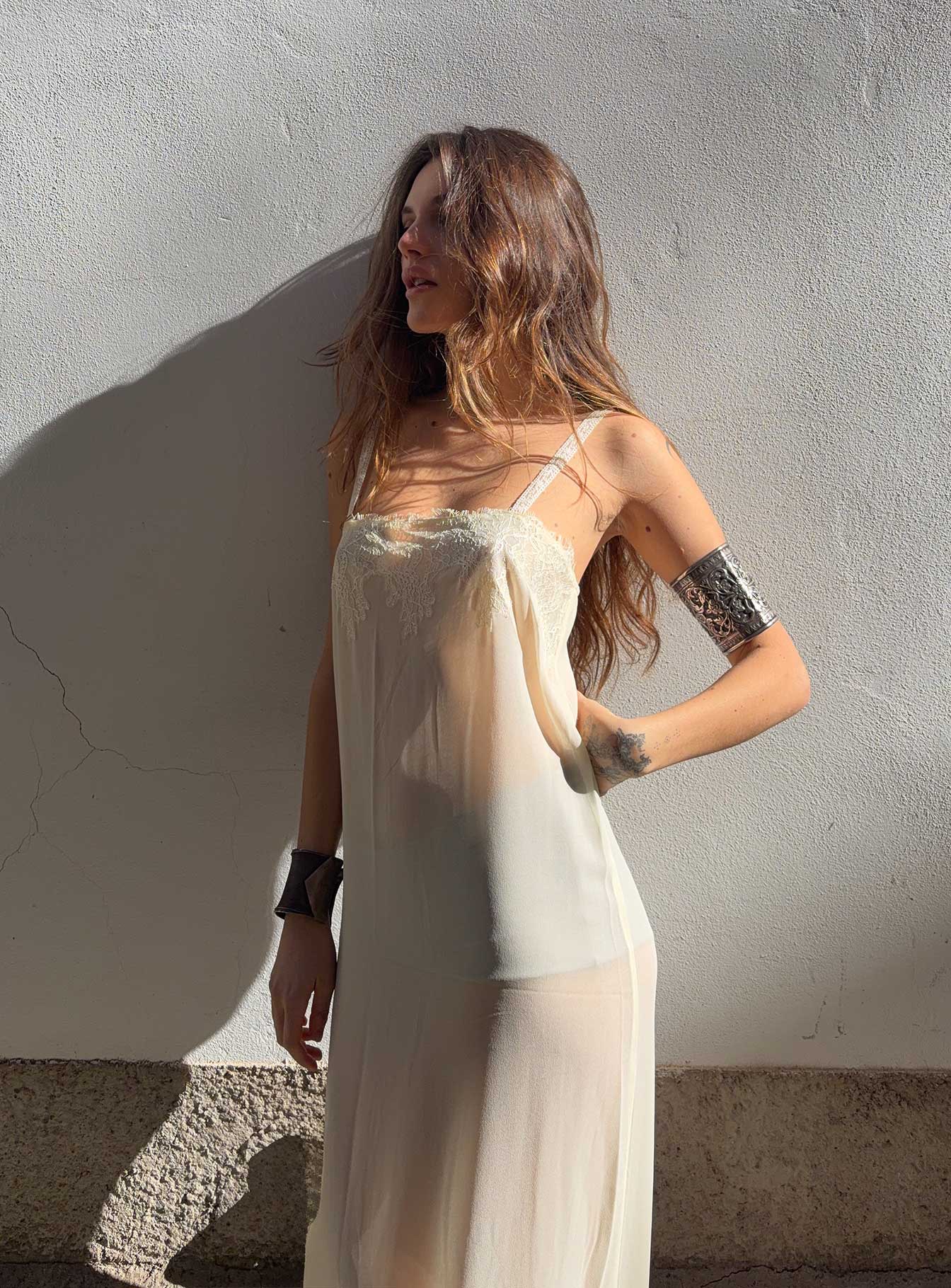 Glacial Sheer Maxi Dress Butter