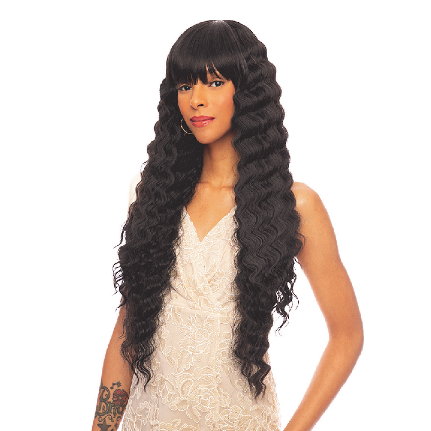 Crimp Wave Long with Bang Wig HF.Crimp 28