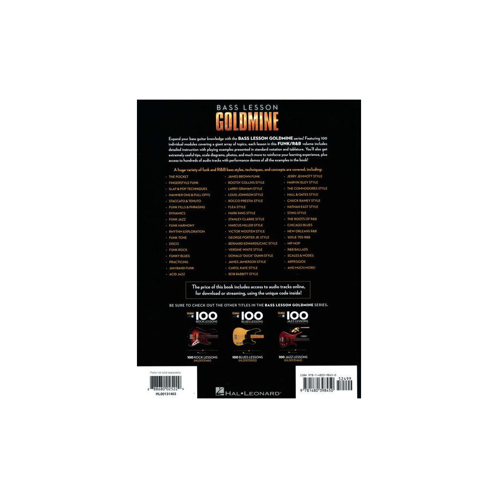 Hal Leonard 100 Funk/R&B Lessons Bass – Thomann Ireland