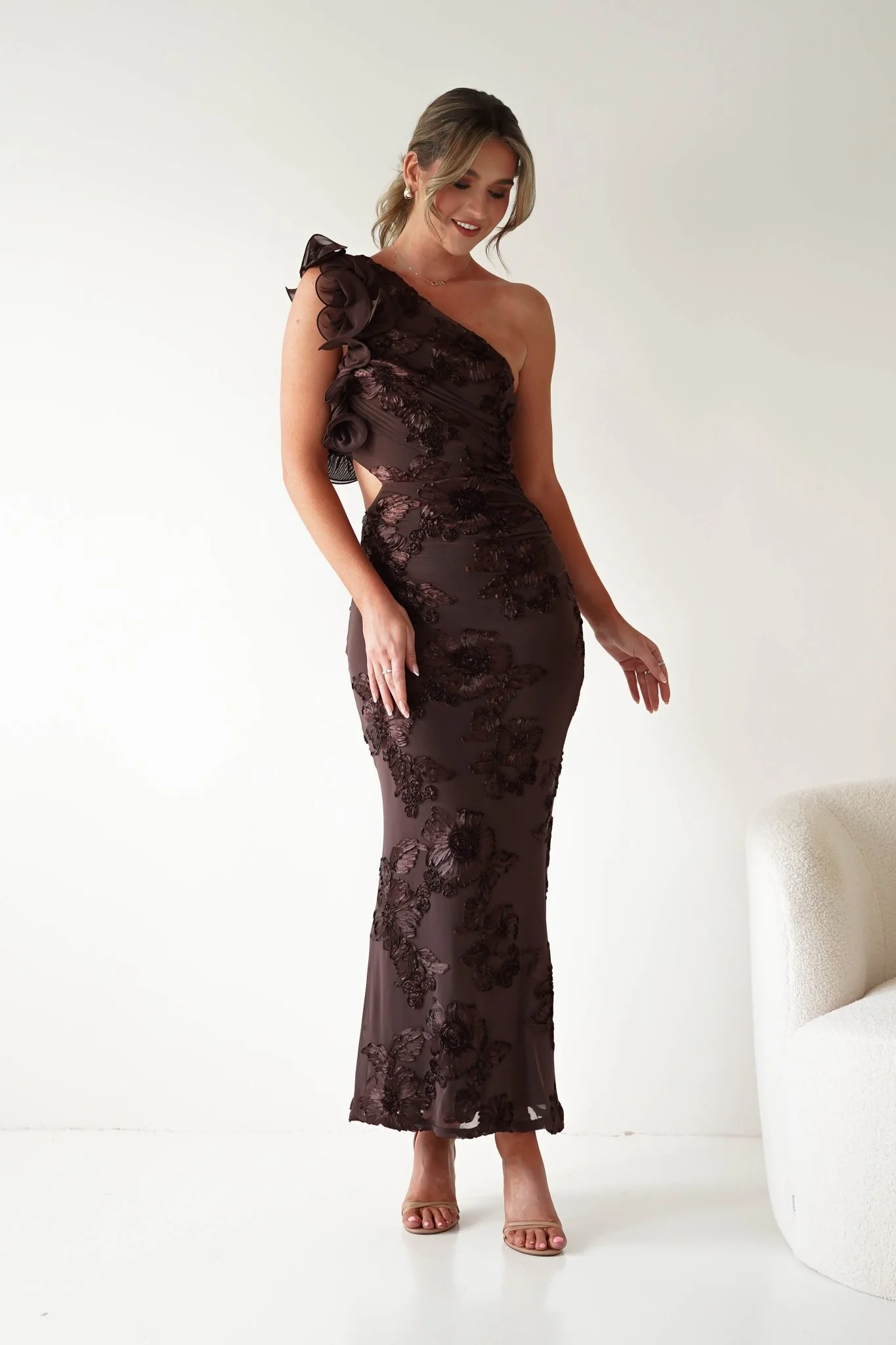 Sydney Bodycon Maxi Dress | Brown Textured
