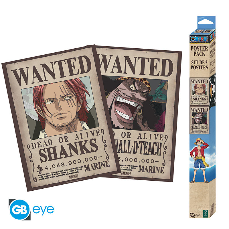 ONE PIECE Set 2 Chibi Posters Wanted Shanks & Blackbeard