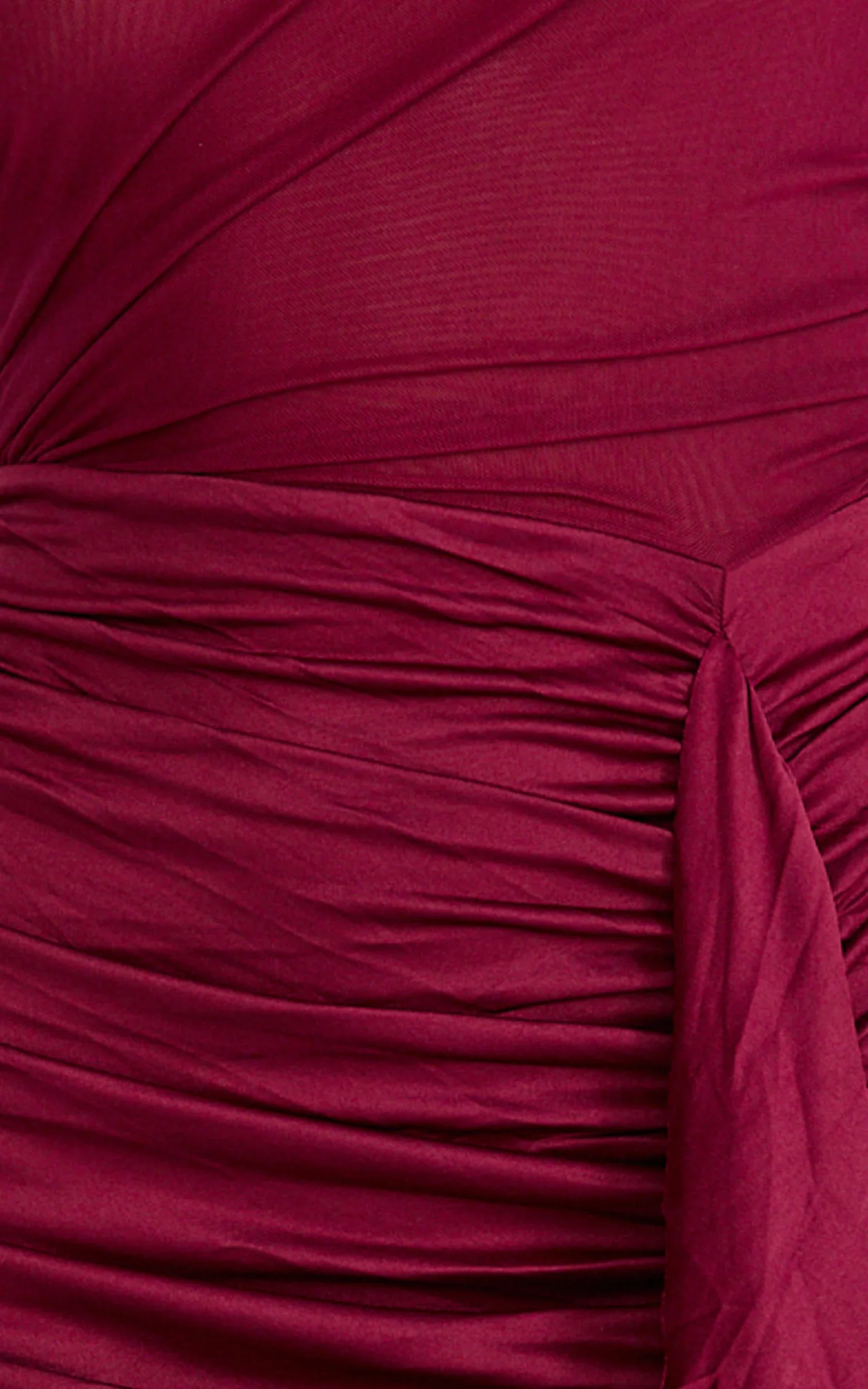 Baylee Mini Dress - Gathered One Shoulder Bodycon Dress in Wine