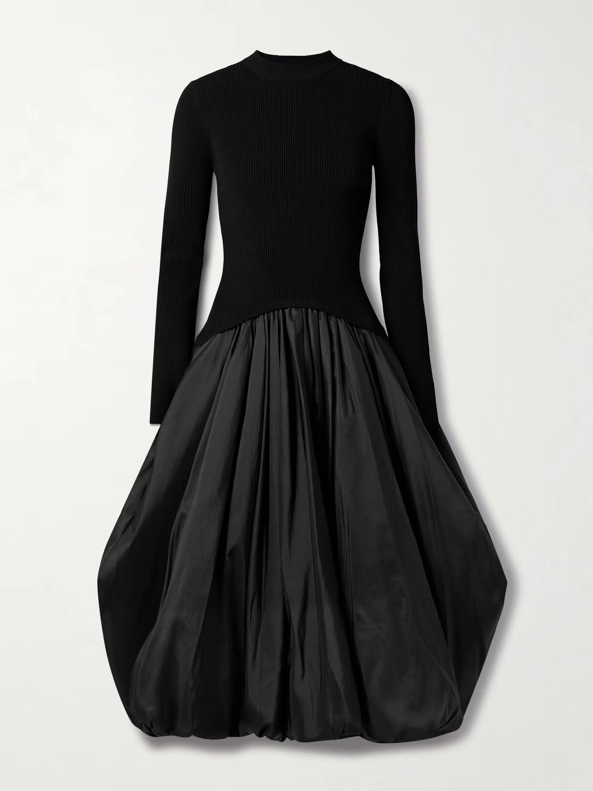 Kenlie ribbed-knit and taffeta midi dress