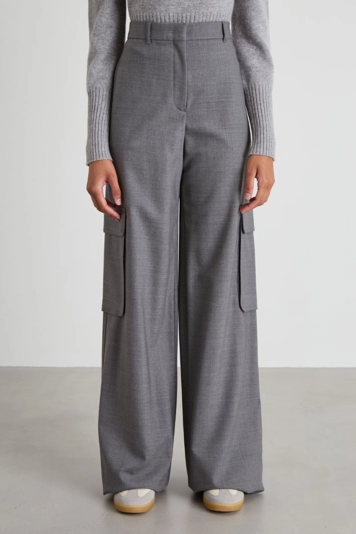 Wool cargo trousers - GREY