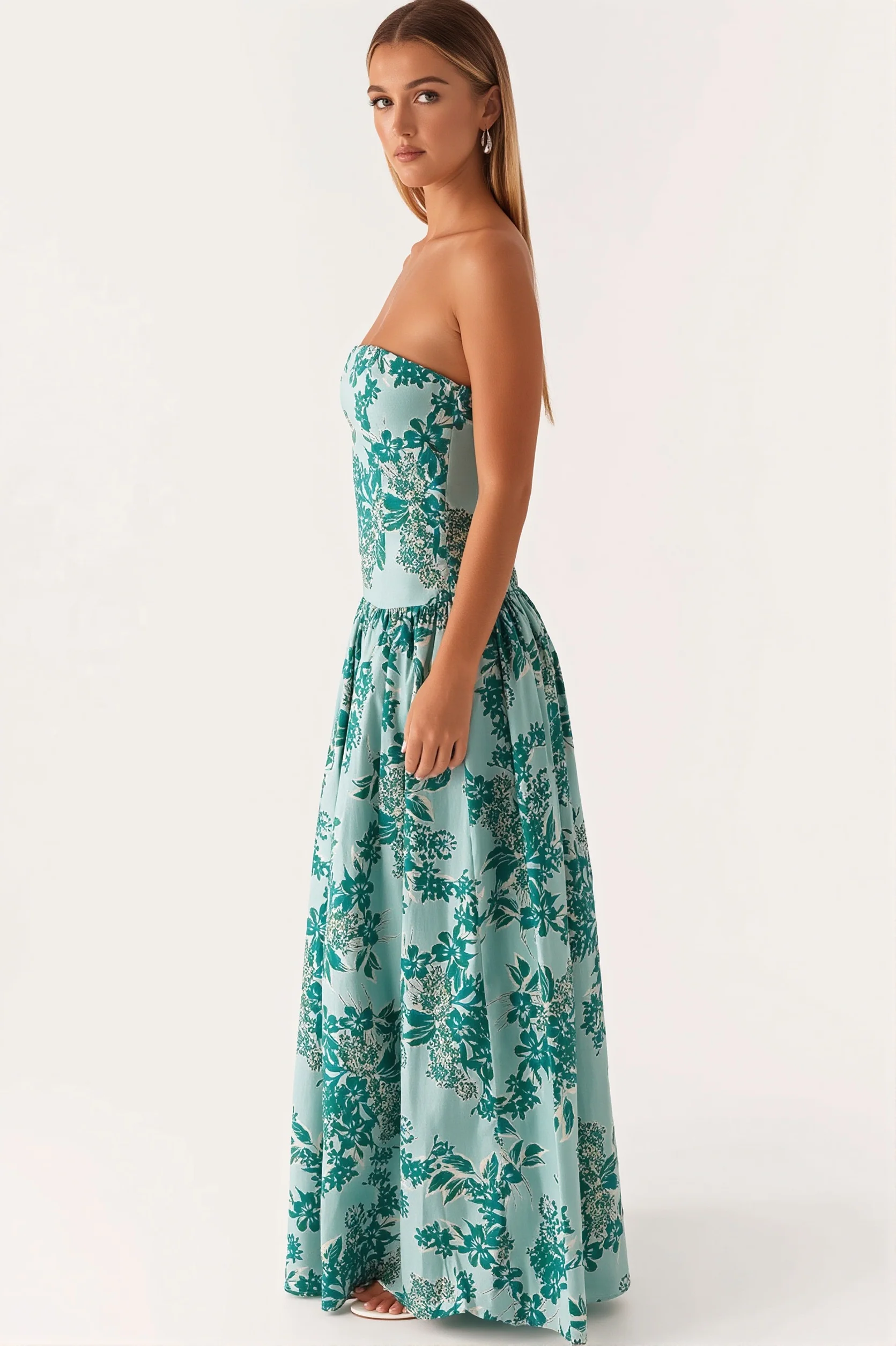 Printed Bandeau Bodycon Maxi Dress