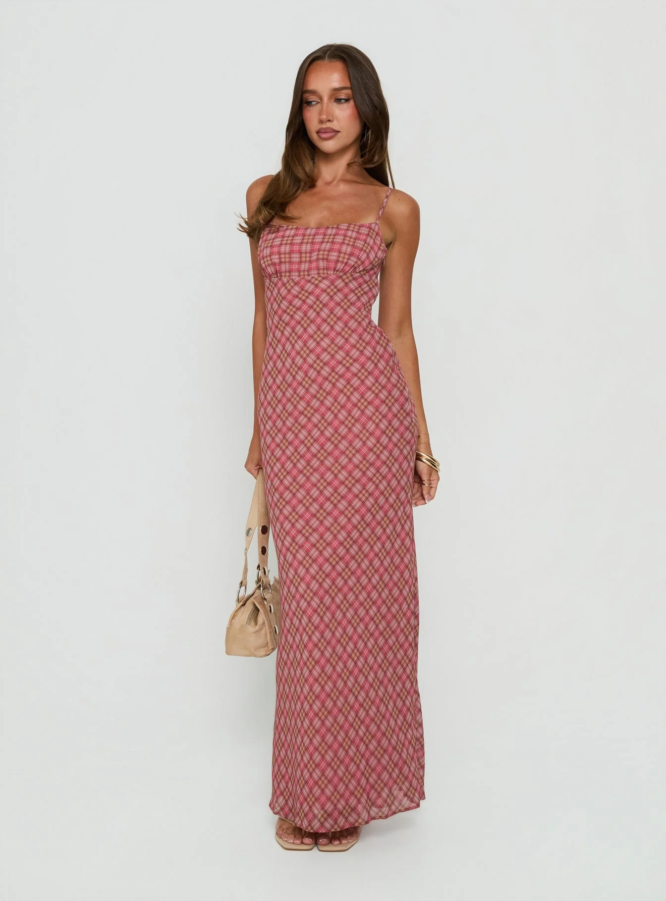 Avienna Maxi Dress Pink Check