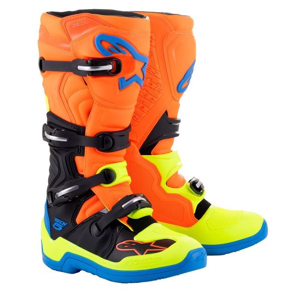 Alpinestars Tech 5 cross Boots 5 - Fluo orange / Enamel Blue / Yellow Fluo 2025 - Orange / BlueRef: AP12717