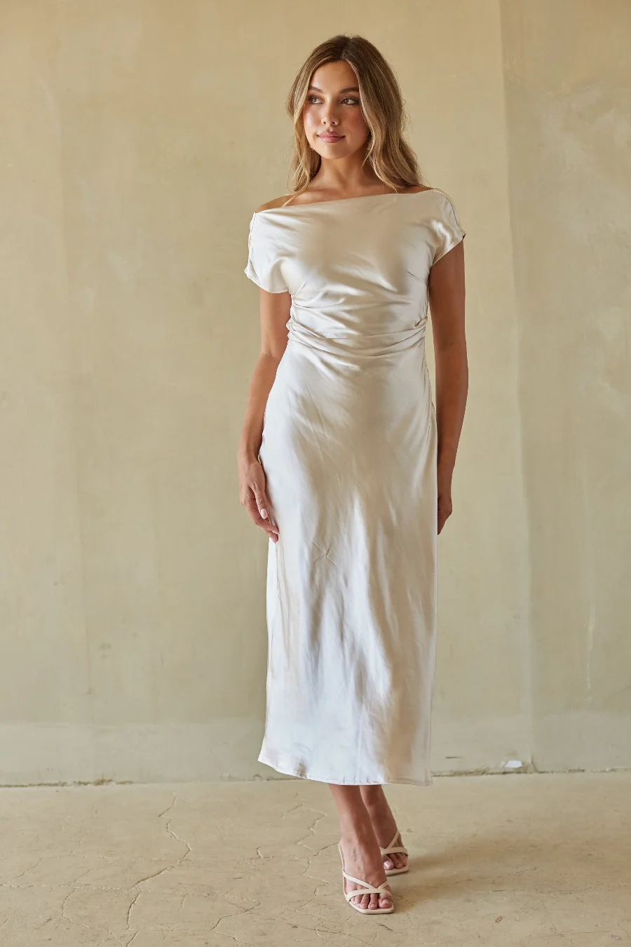 Kaiden Satin Cowl Midi Dress