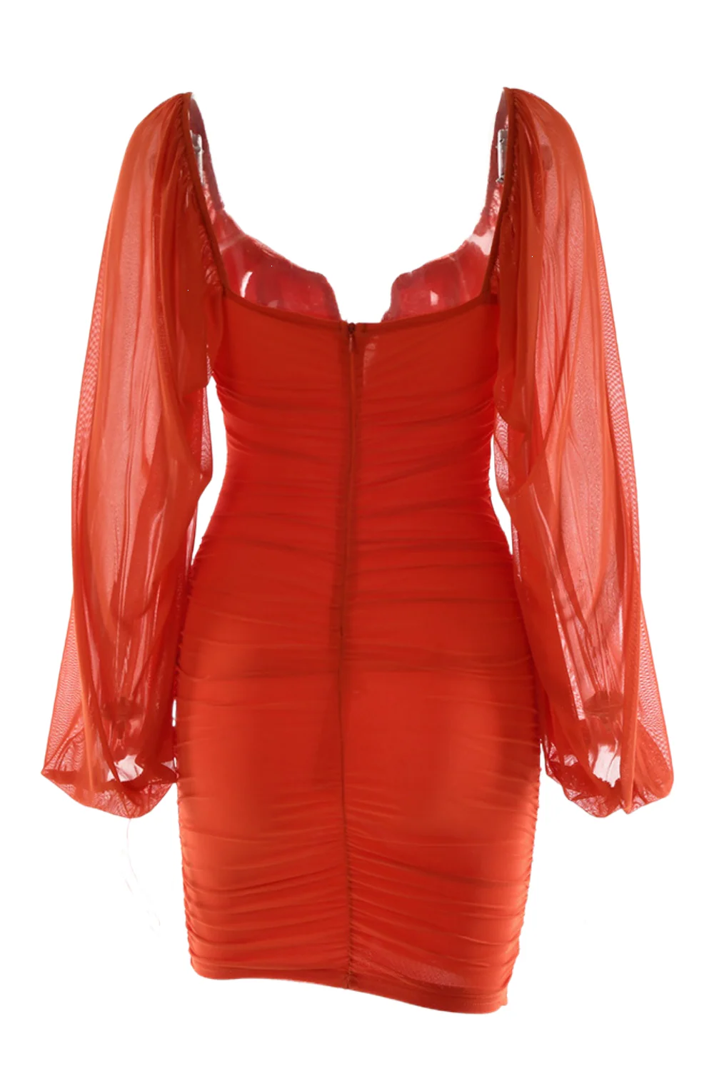 Orange Long Sleeves Tight Party Dress