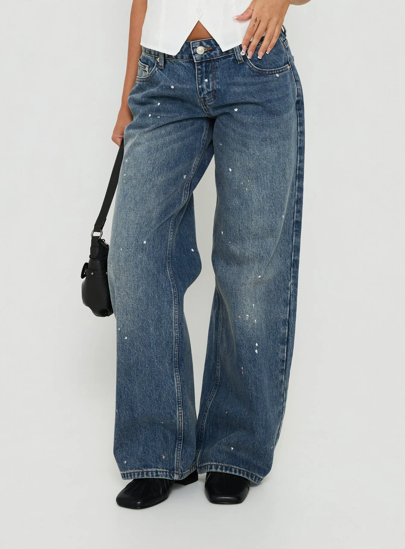 Ellanor Low Rise Paint Straight Leg Jean Vintage Mid Blue