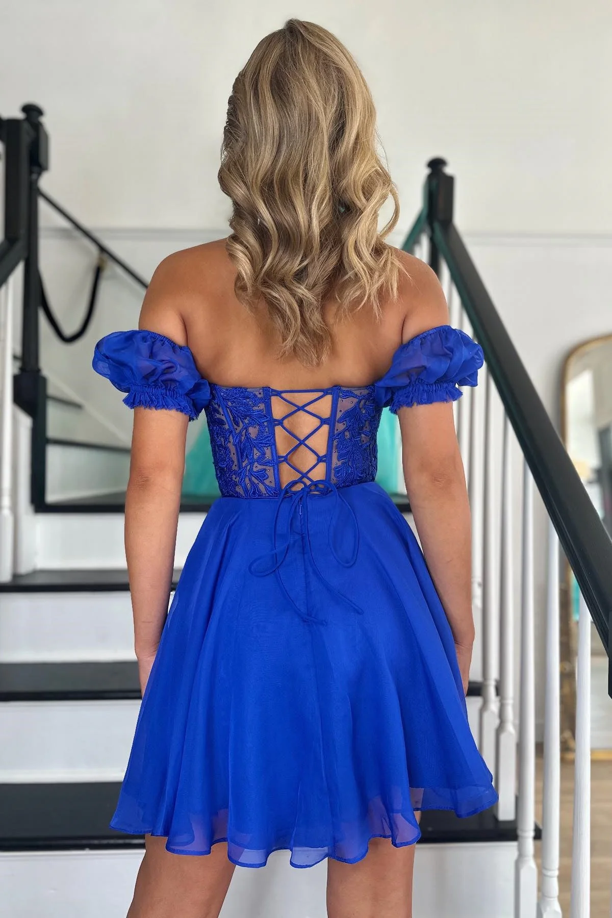 Royal Blue Short Chiffon Homecoming Dress