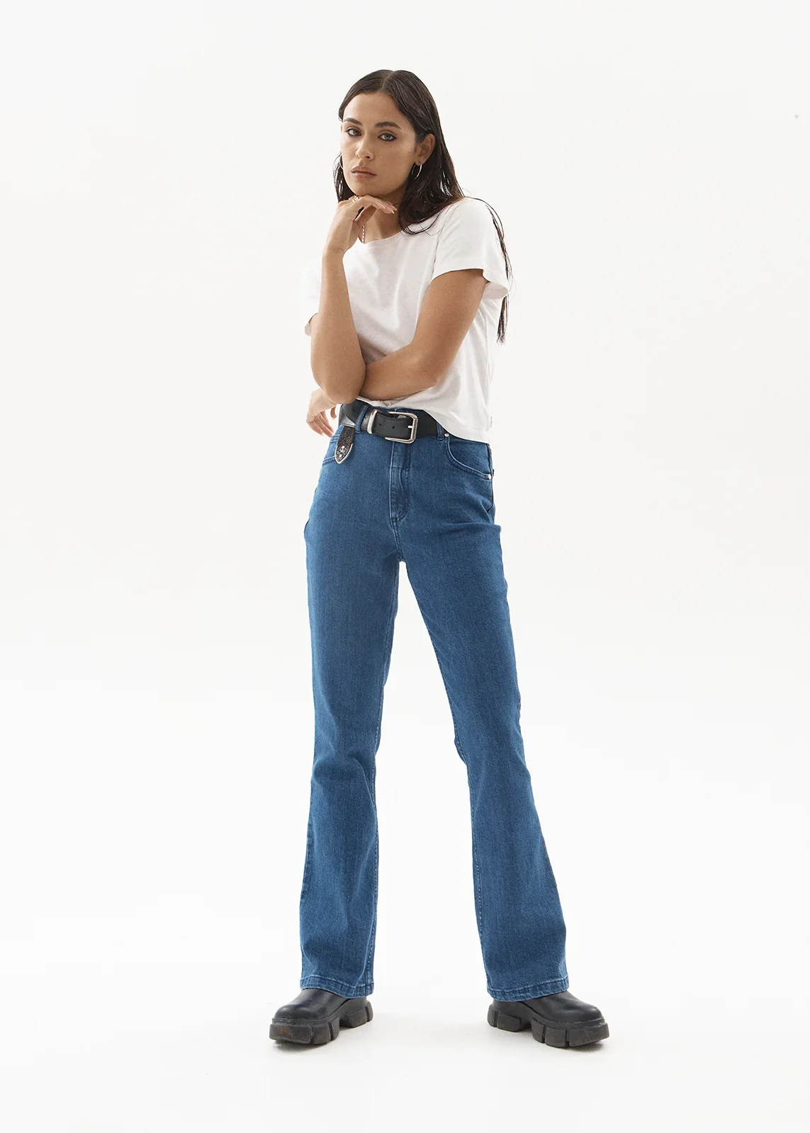 AFENDS Womens Cassidy - Bootcut Jean - Authentic Blue