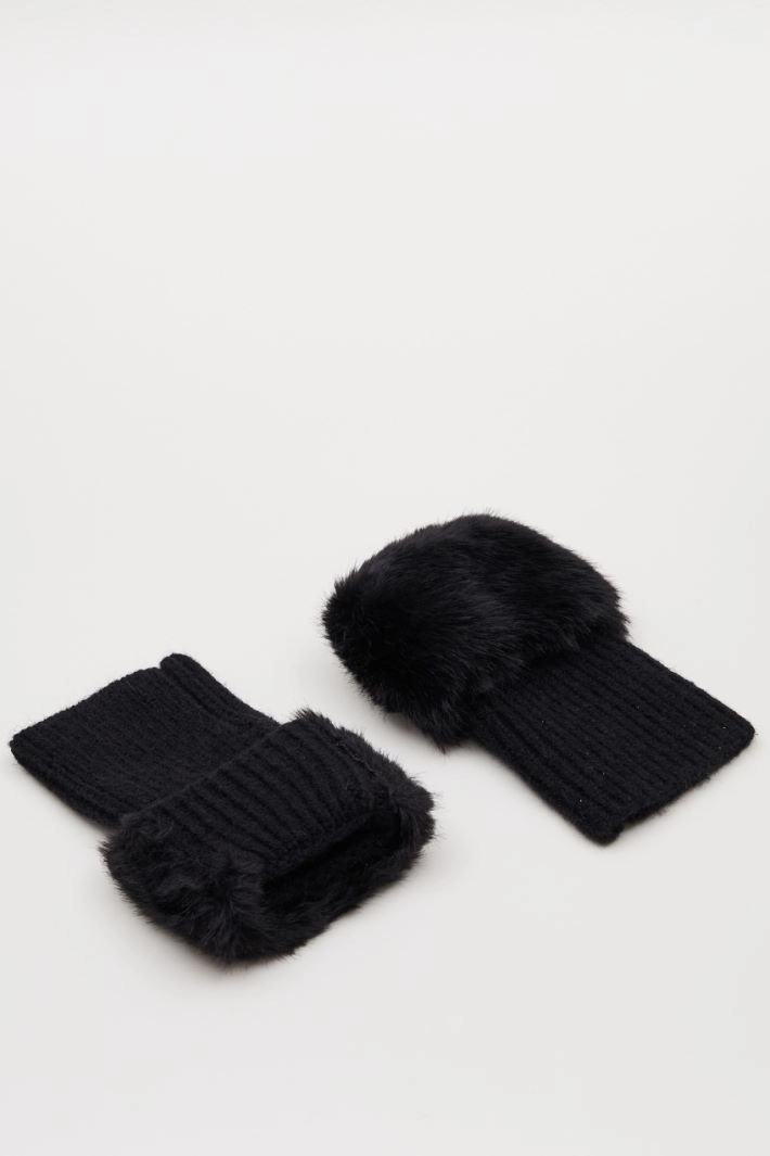 Wool-blend hand warmers - BLACK