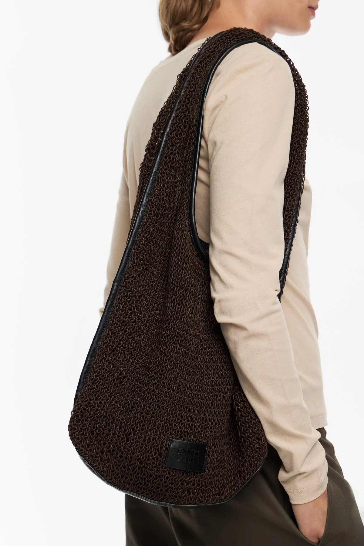 Chocolate plaited Paper shoulder bag