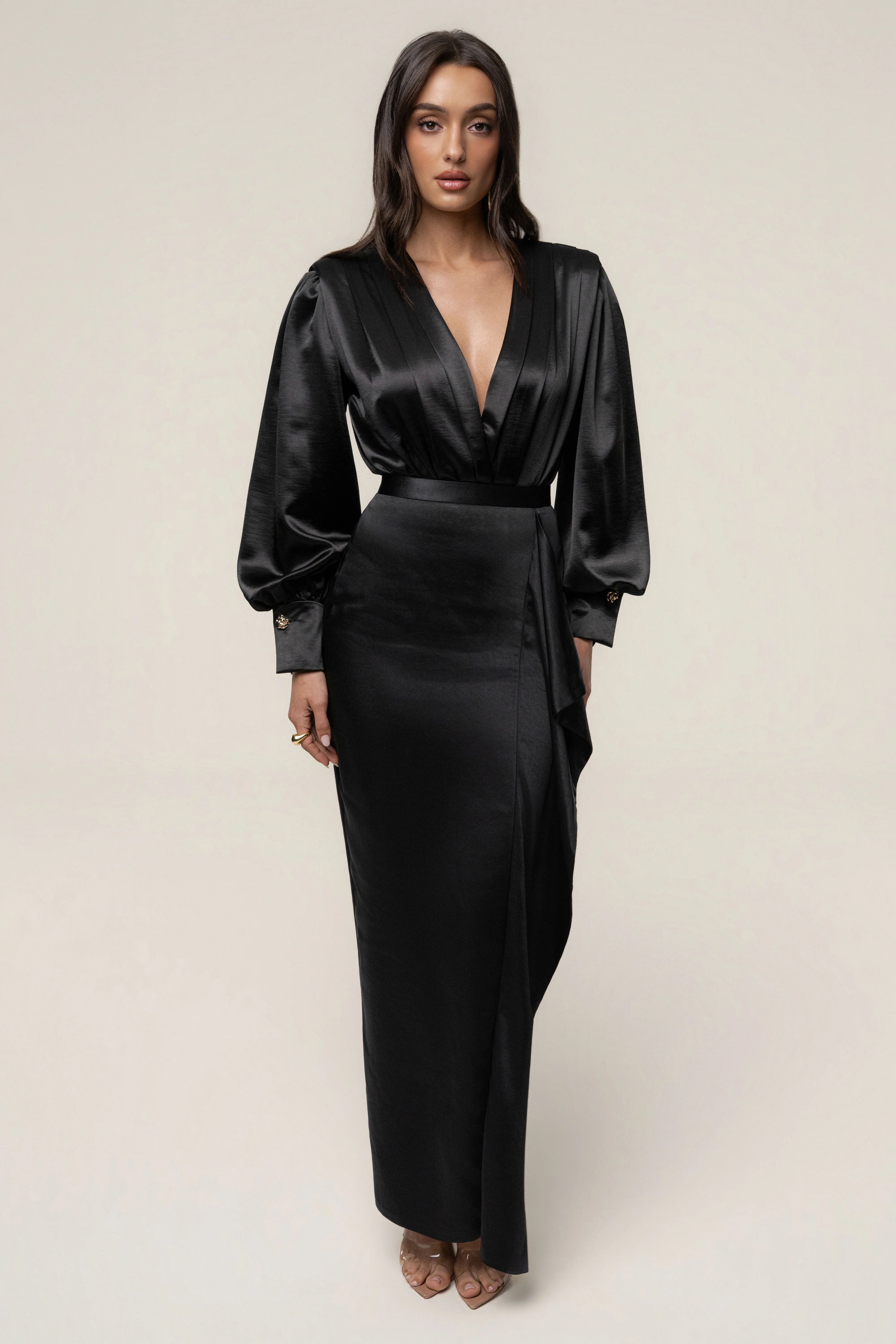 Black Midnight Mirage Satin Skirt